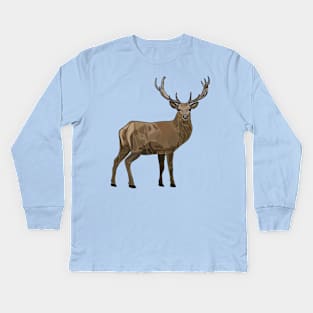 Deer cartoon illustration Kids Long Sleeve T-Shirt